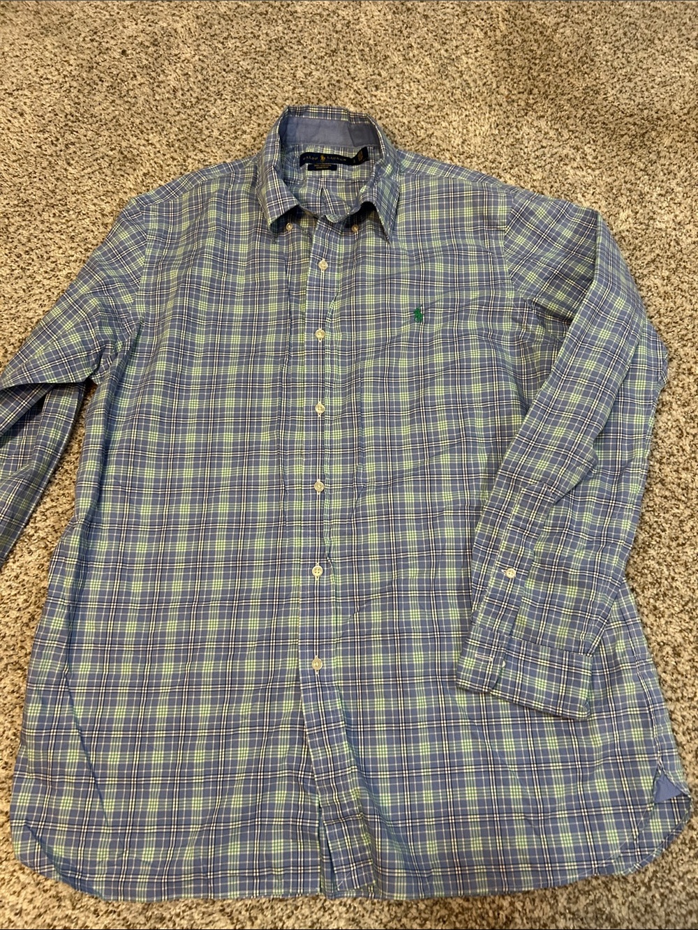 Ralph Lauren Blue and Green Plaid Button-Down Shirt